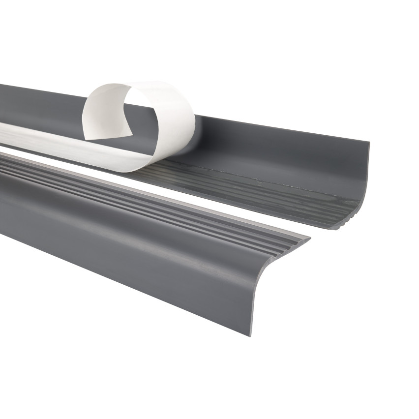 Non-slip stair nosing, self-adhesive, 52x40mm, dark grey