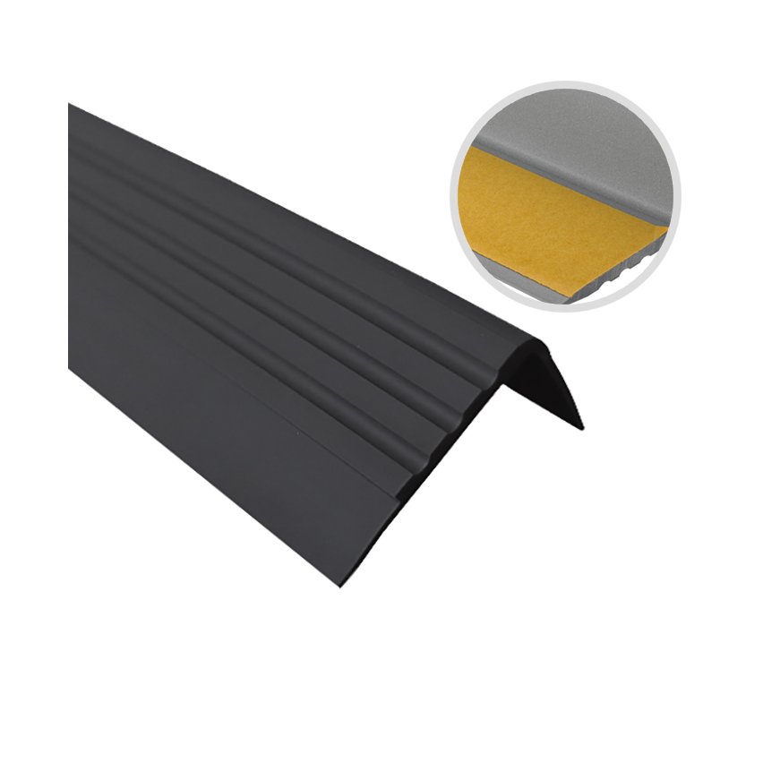 Perfil antiderrapante para escadas com adesivo, 30x27mm, preto