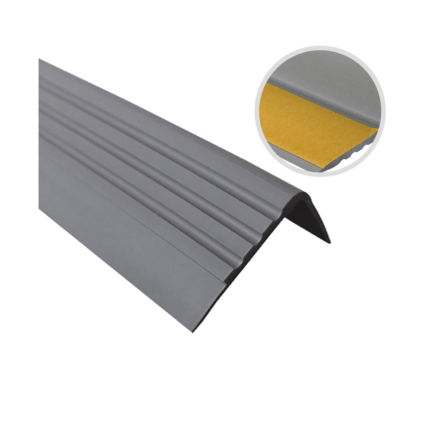 Protiskluzový schodový profil s lepidlem, 30x27mm, tmavě šedá 
