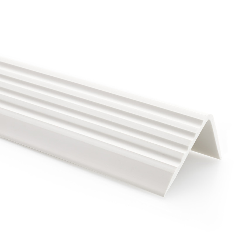 Stair nosing profile, self-adhesive, PVC, plastic, anti-slip profile, angle profile, 40x25mm, white