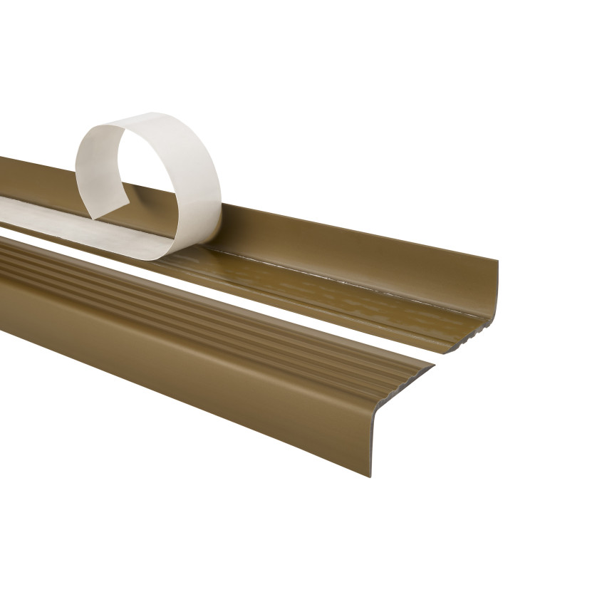Anti-slip stair nosing, self-adhesive, 40x25mm, brass