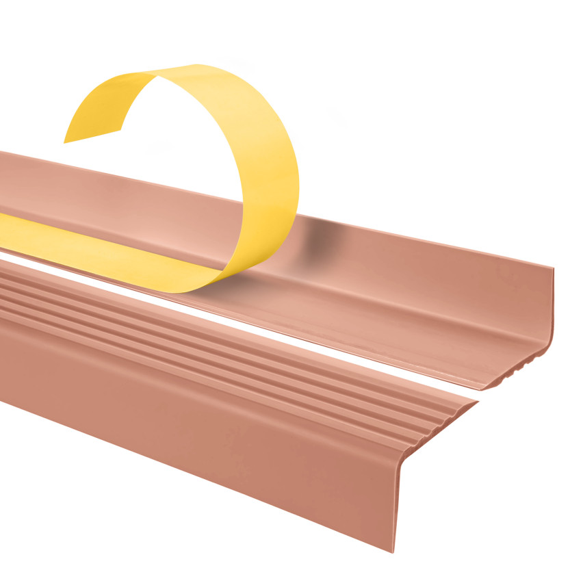 Anti-slip self-adhesive stair profile, 40x25, Light brown