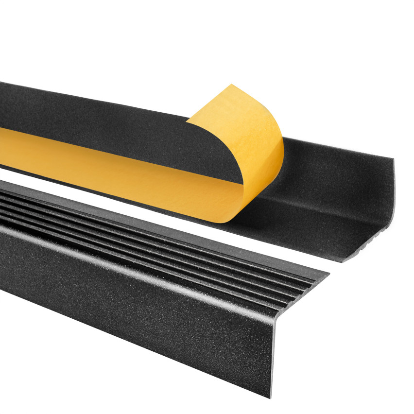 Non-slip stair profile with adhesive 50x42mm, black/silver