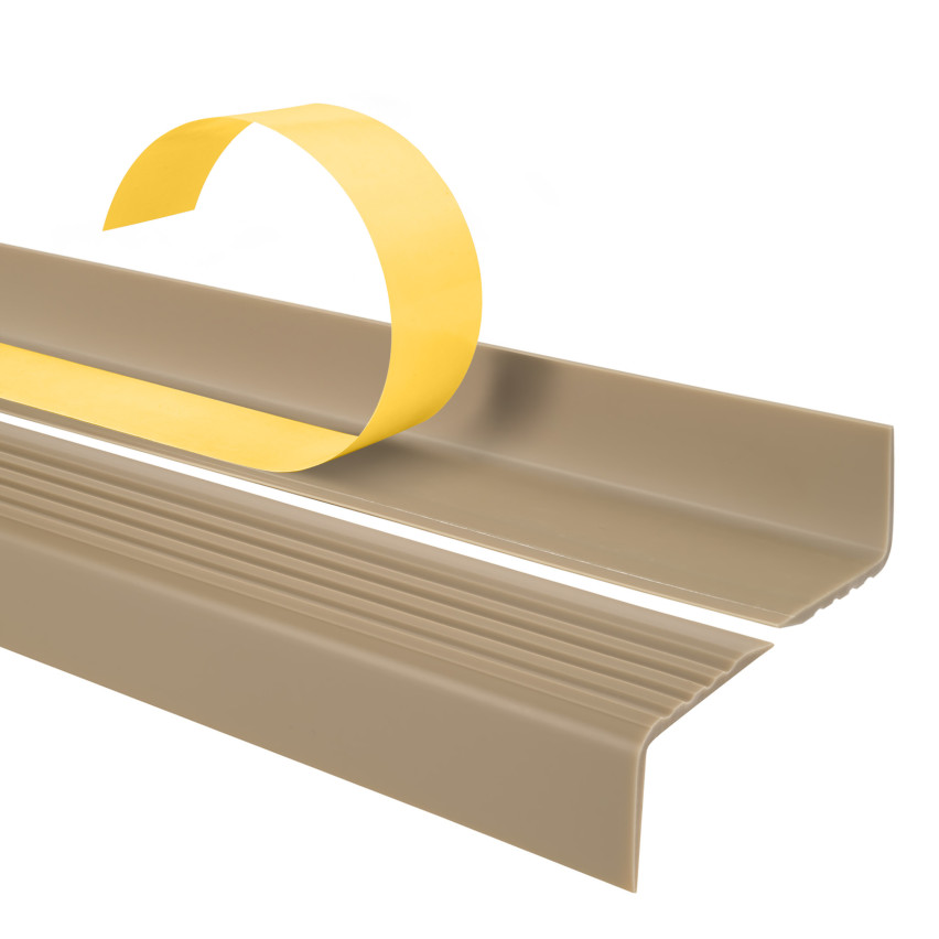 Profilo paragradino, autoadesivo, PVC, plastica, profilo antiscivolo, profilo angolare, 40x25 mm, beige