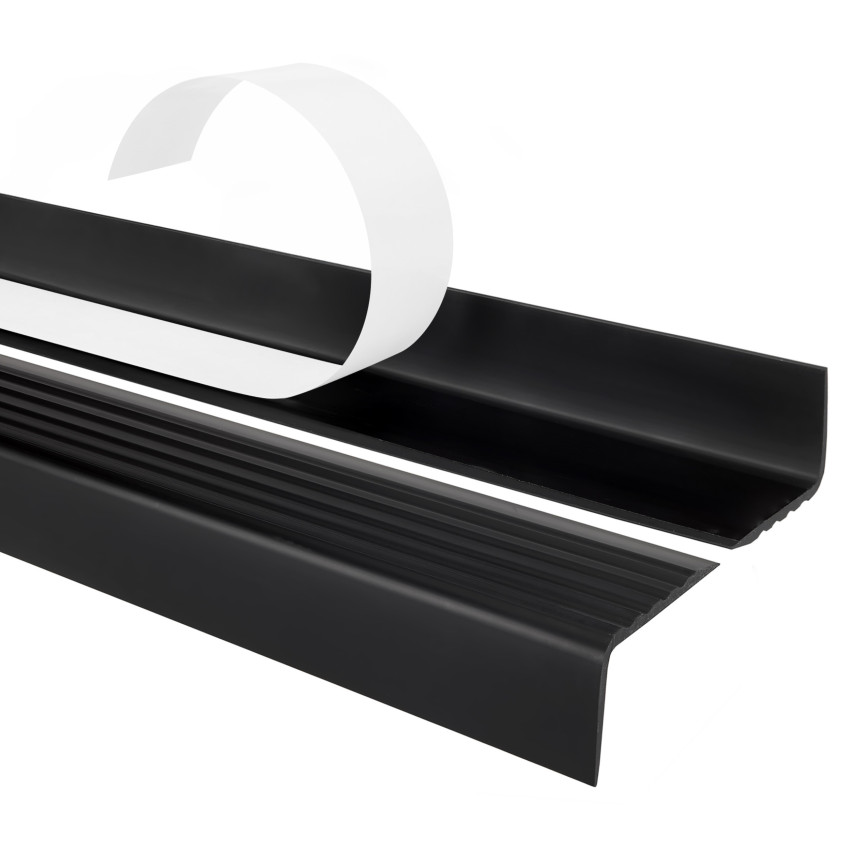 Plastová schodová hrana s lepidlem, neklouzavý 40x25mm černá 