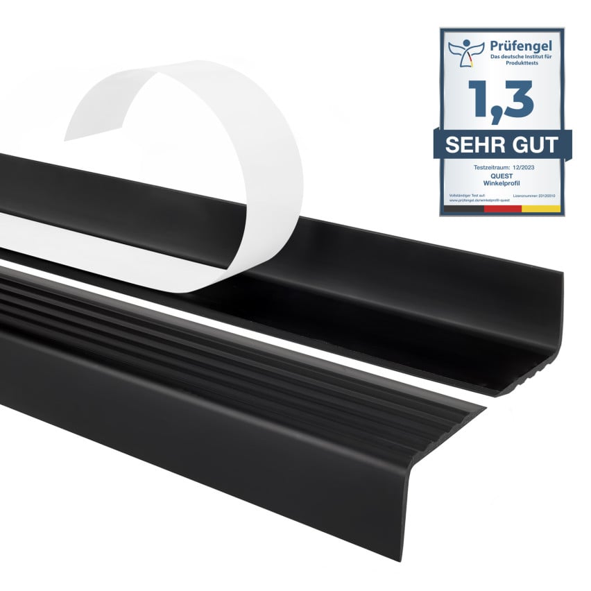 Anti-slip stair nosing, self-adhesive, 40x25mm, black