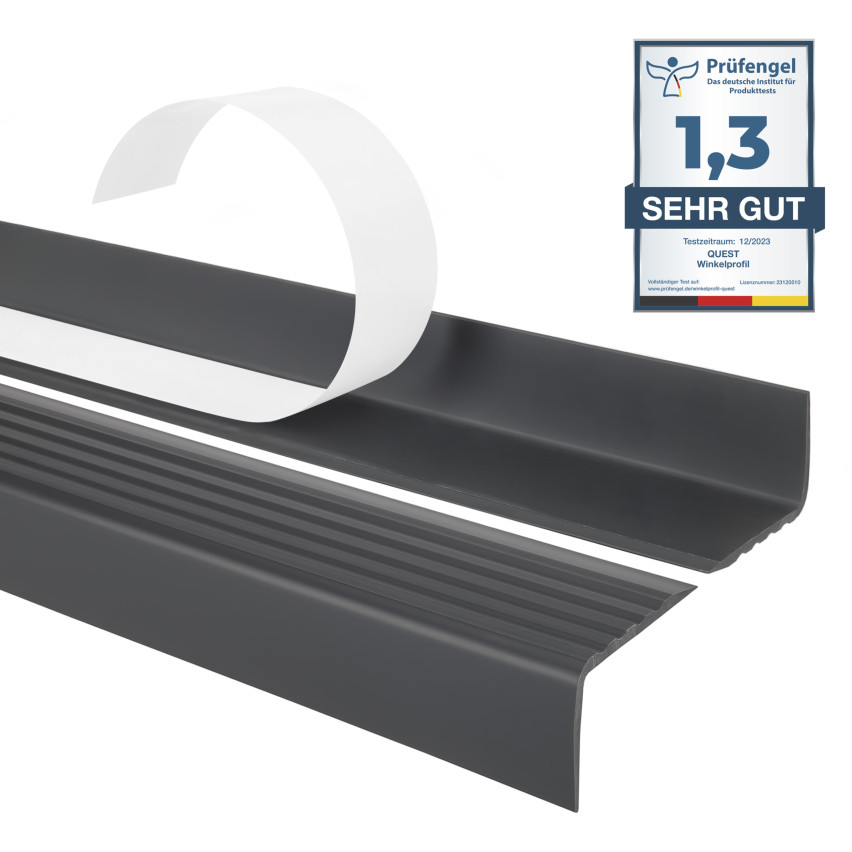 Anti-slip stair nosing, self-adhesive, 40x25mm, dark grey