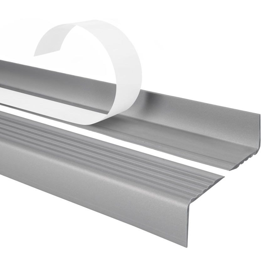 Anti-slip stair nosing, self-adhesive, 40x25mm, silver