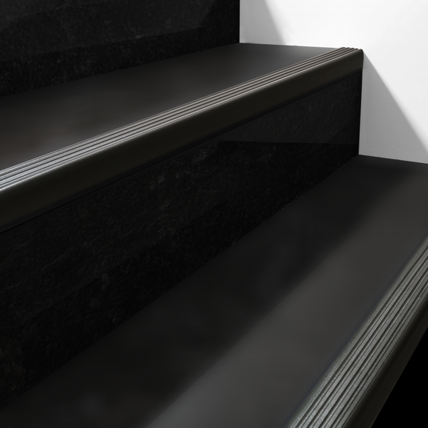 Anti-slip self-adhesive stair profile, 40x25, black and silver