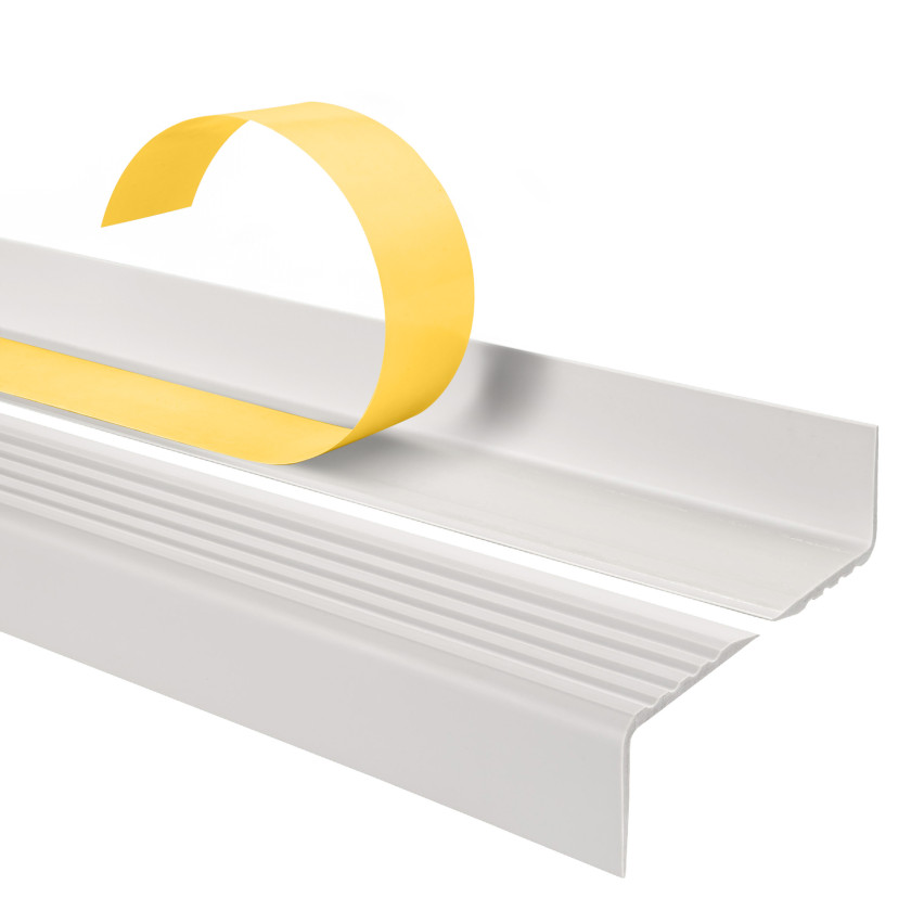 Stair nosing profile, self-adhesive, PVC, plastic, anti-slip profile, angle profile, 40x25mm, white