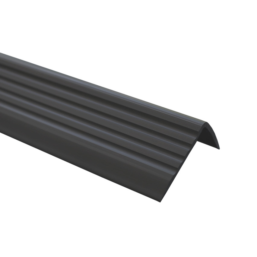 Perfil de nariz de escada, autoadesivo, PVC, plástico, perfil antiderrapante, perfil angular, 40x25mm, cinzento escuro