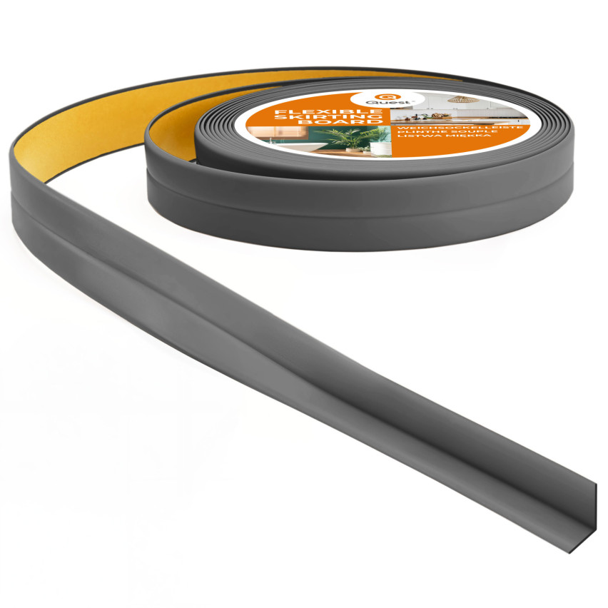 Zachte zelfklevende afwerkstrip PVC, 10x10 mm, 5 m, grafiet, afwerkingsstrip, montage- en afwerkstrip