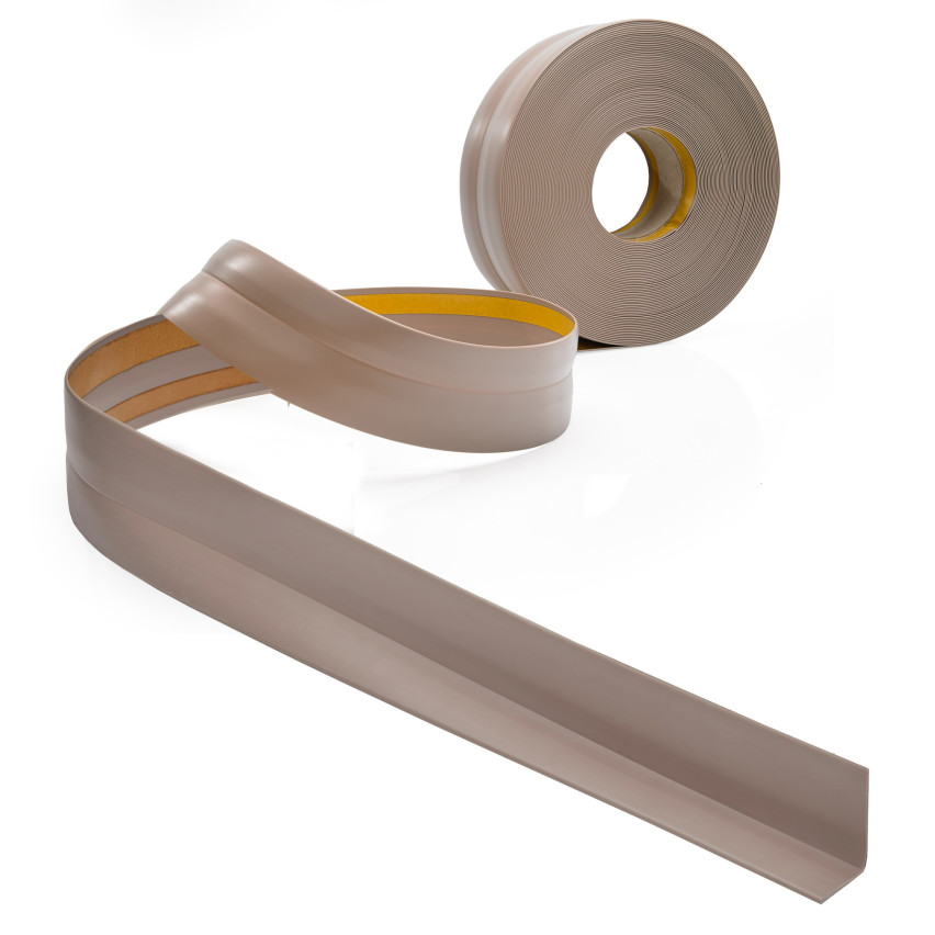 Zelfklevende zachte plint 32x23 mm, flexibele wandafwerking voor keuken en badkamer, PVC vloerplint, afdichtband, beige