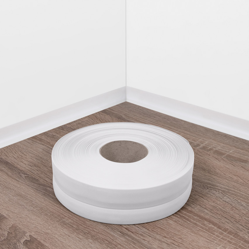 Pašlīmējoša mīksta grīdlīstes 32x23 mm, elastīga sienu apdares līstes virtuvei un vannas istabai, PVC grīdas līstes, blīvējuma lente, baltas krāsas