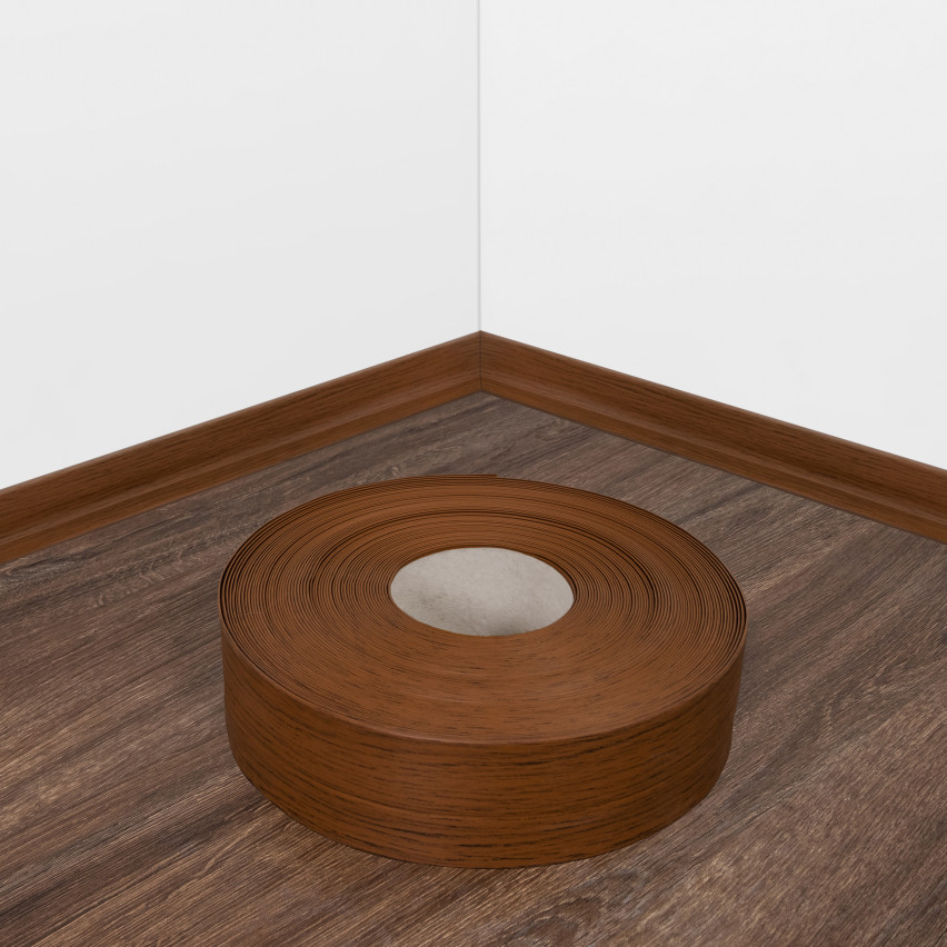 Minkštos lipnios grindjuostės 32x23 mm, lanksti sienų apdaila virtuvei ir vonios kambariui, PVC grindjuostės, sandarinimo juosta, kaimiškas ąžuolas