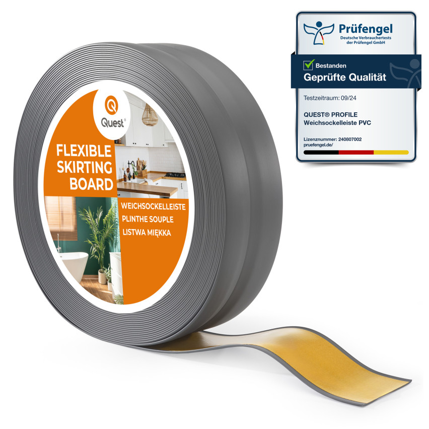 Mäkká samolepiaca lišta 32x23 mm, flexibilné obloženie stien v kuchyni a kúpeľni, PVC soklová lišta, tesniaca páska, grafit