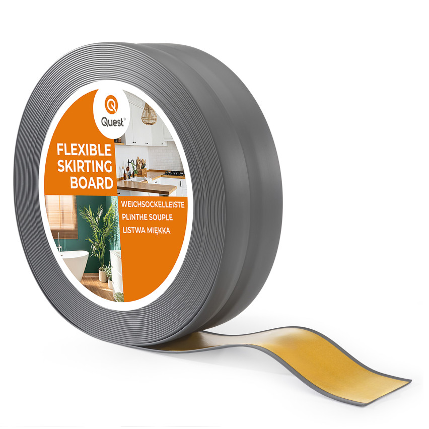 Mäkká samolepiaca lišta 32x23 mm, flexibilné obloženie stien v kuchyni a kúpeľni, PVC soklová lišta, tesniaca páska, grafit
