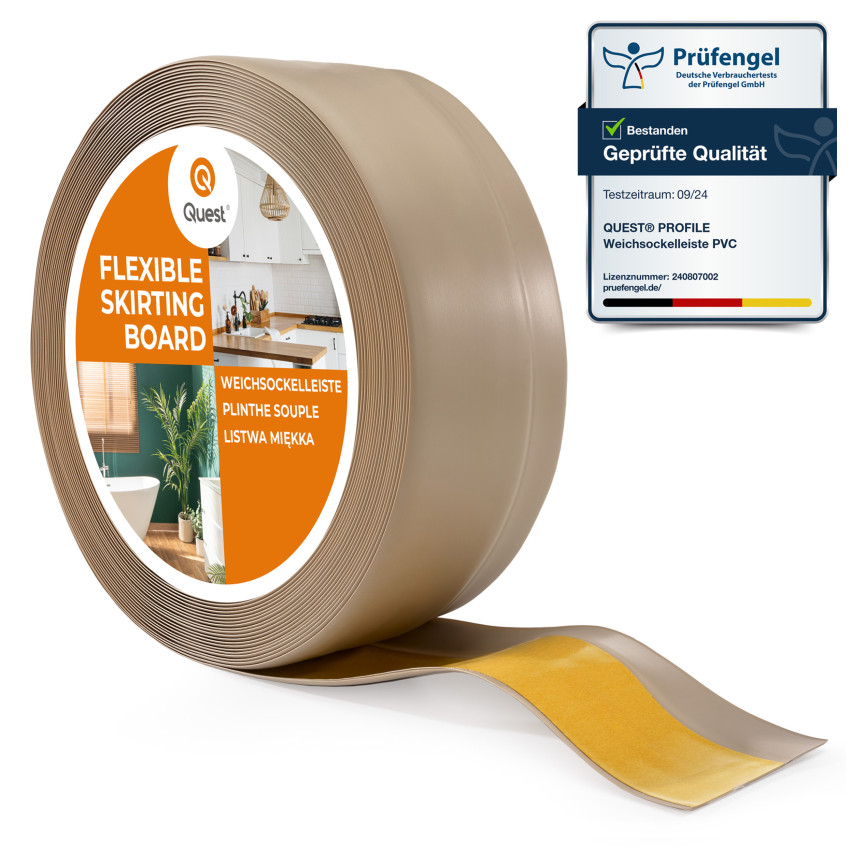 Mäkká samolepiaca lišta 50x20 mm, flexibilné obloženie stien v kuchyni a kúpeľni, PVC lišta, tesniaca páska, béžová