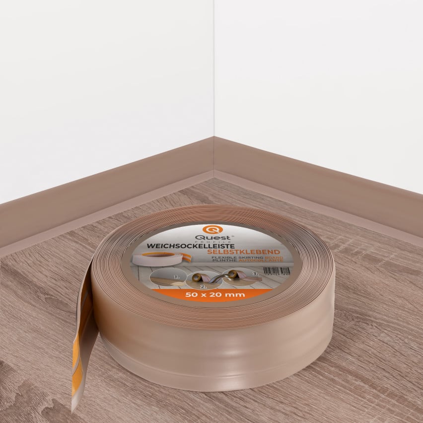 Zelfklevende zachte plint 50x20 mm, flexibele wandafwerking voor keuken en badkamer, PVC vloerlijst, afdichtband, beige