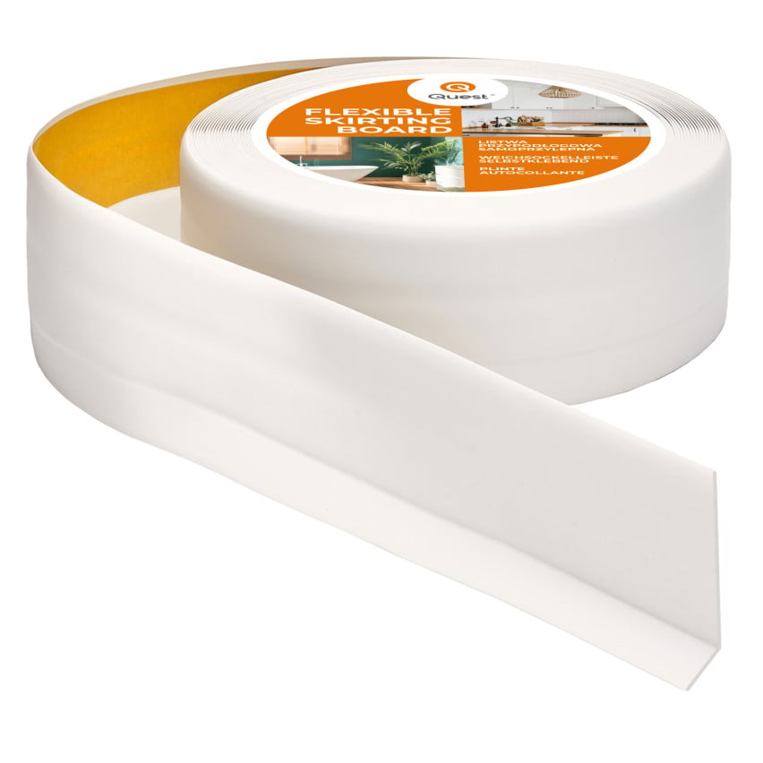 Isekleepuv pehme liist 50x20 mm, paindlik seinaviimistlusliist köögi ja vannitoa jaoks, PVC põrandaliist, tihenduslint, valge