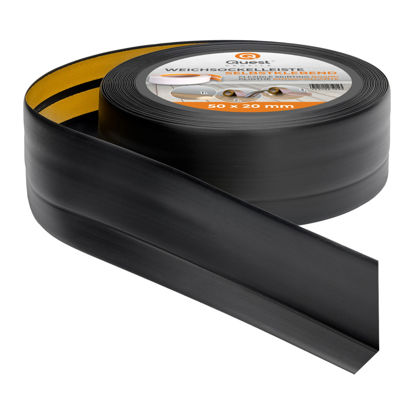 Flexible skirting board, self-adhesive, PVC 50x20mm, black