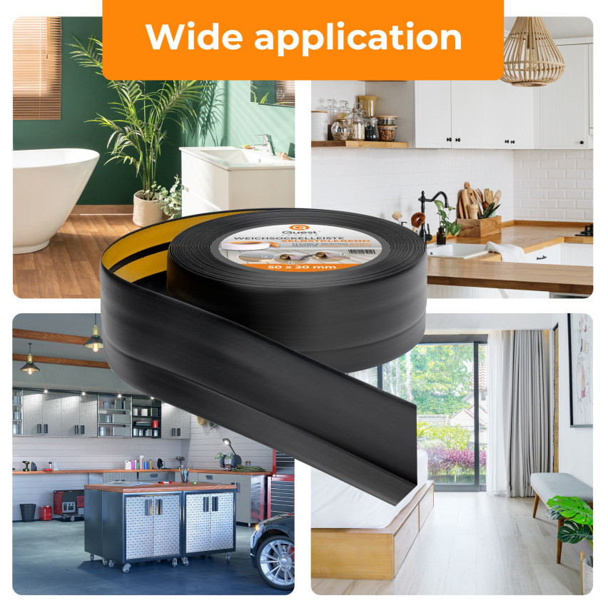 Flexible skirting board, self-adhesive, PVC 50x20mm, black