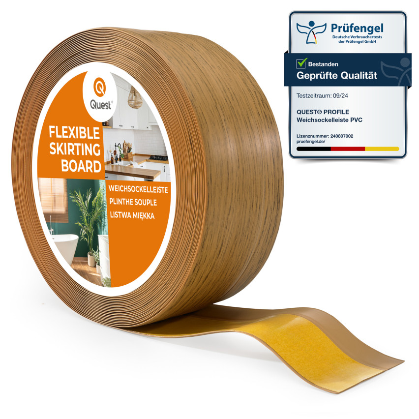 Flexible skirting board, self-adhesive, PVC 50x20mm, oak
