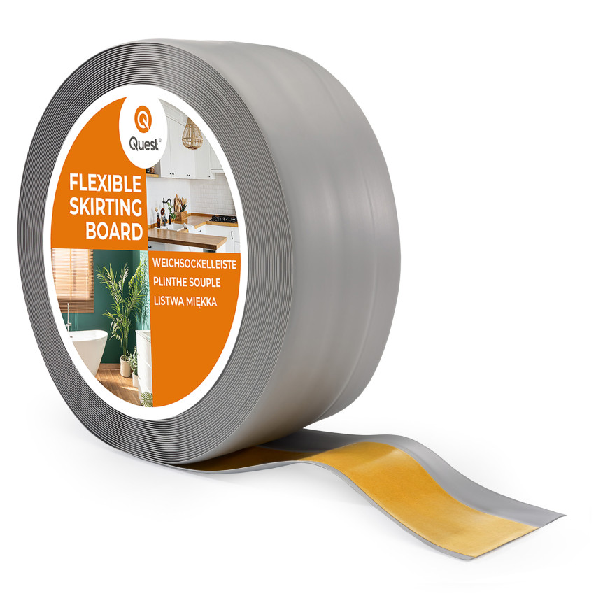 Battiscopa in PVC autoadesivo grigio, Battiscopa morbido, flessibile