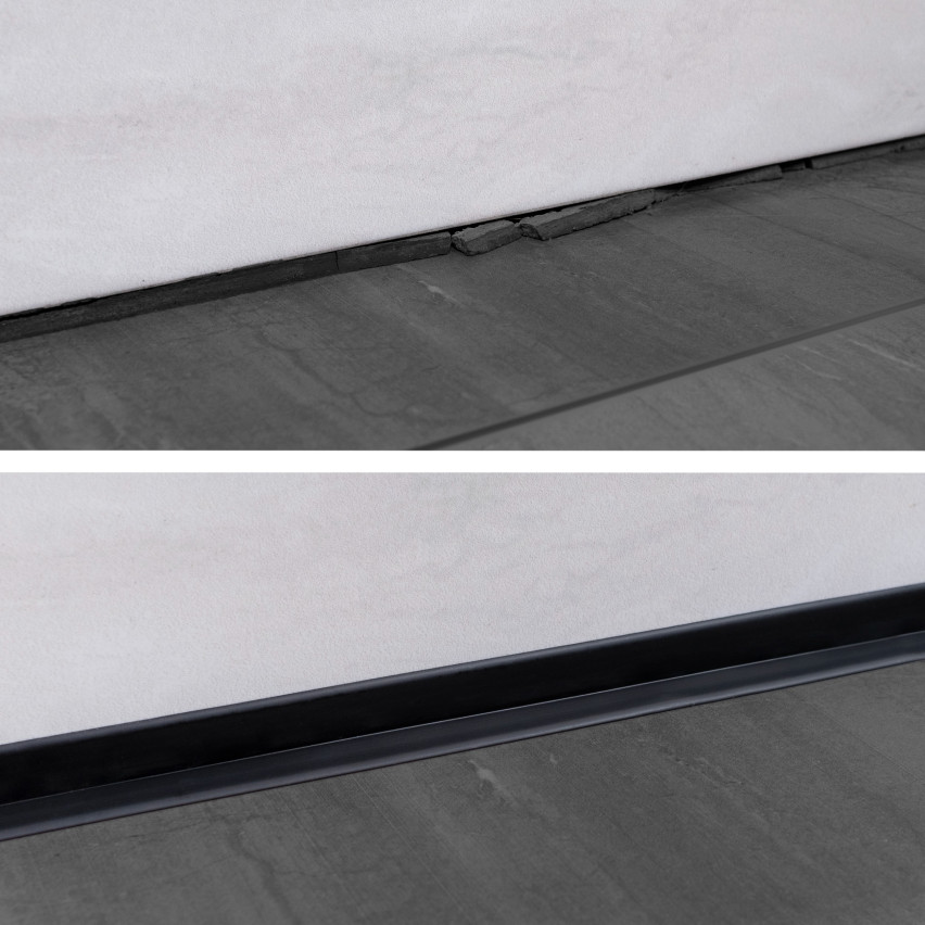Isekleepuv pehme sokkel 50x20 mm, paindlik seinaviimistlusliist köögi ja vannitoa jaoks, PVC põrandaliist, tihenduslint, hall