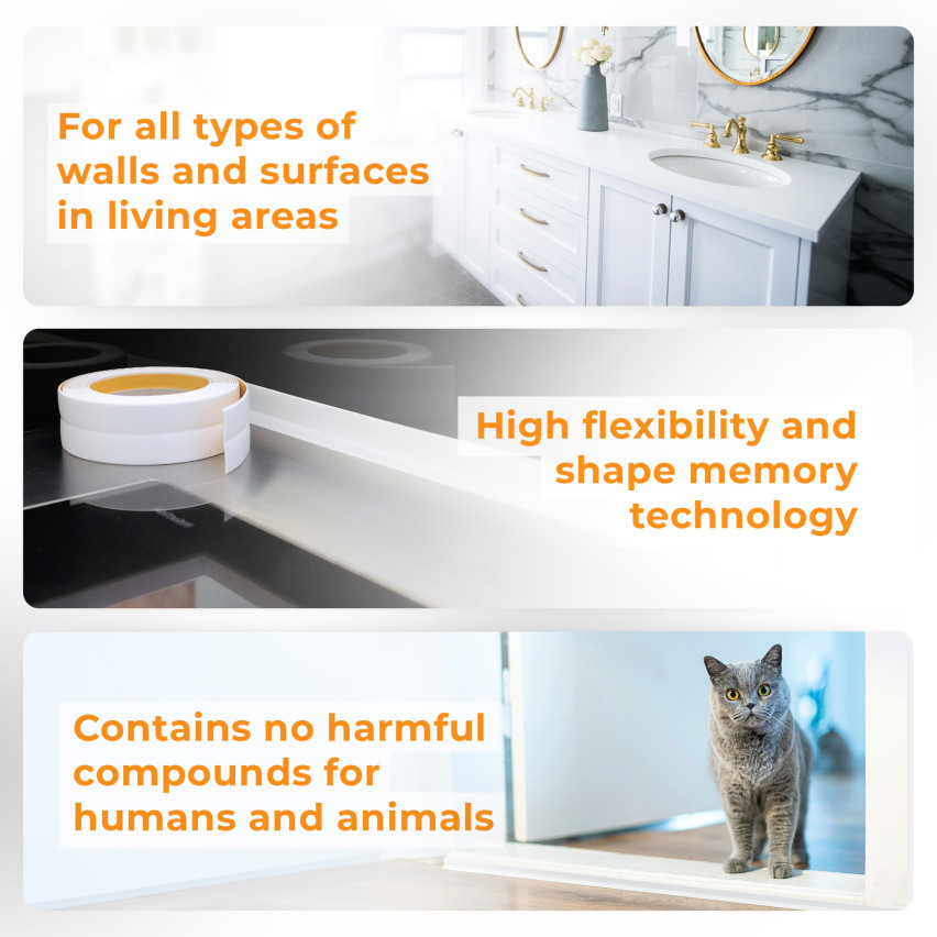 Flexible skirting board, self-adhesive, PVC 50x20mm, black