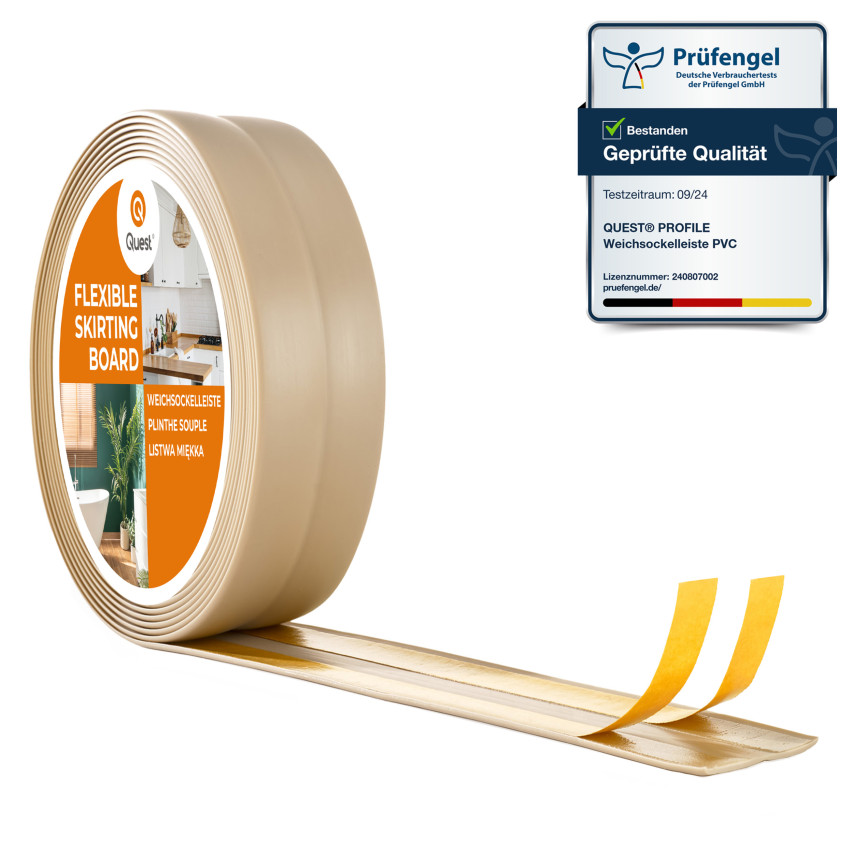 Mäkká samolepiaca lišta, obloženie stien kuchyne a kúpeľne, tesniaca páska z PVC, flexibilná uhlová lišta, béžová