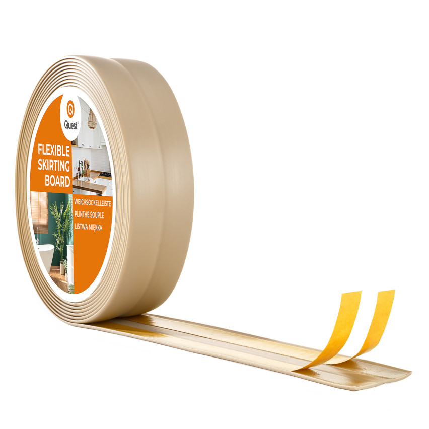Mäkká samolepiaca lišta, obloženie stien kuchyne a kúpeľne, tesniaca páska z PVC, flexibilná uhlová lišta, béžová