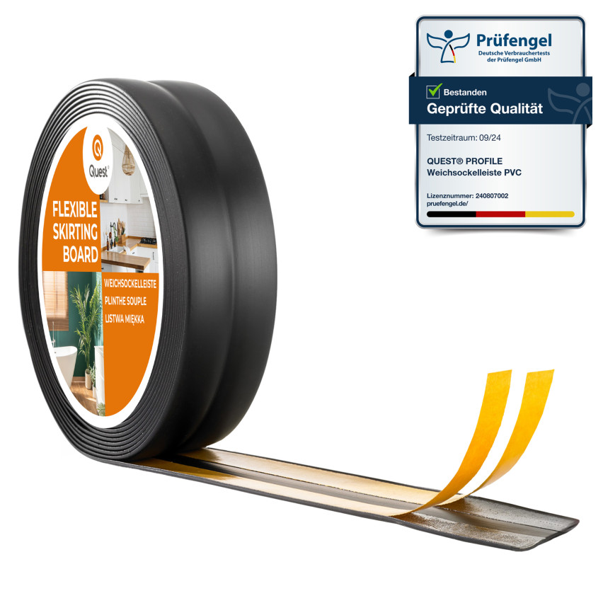 Zachte zelfklevende afwerkstrip PVC, zwart, afwerkingsstrip