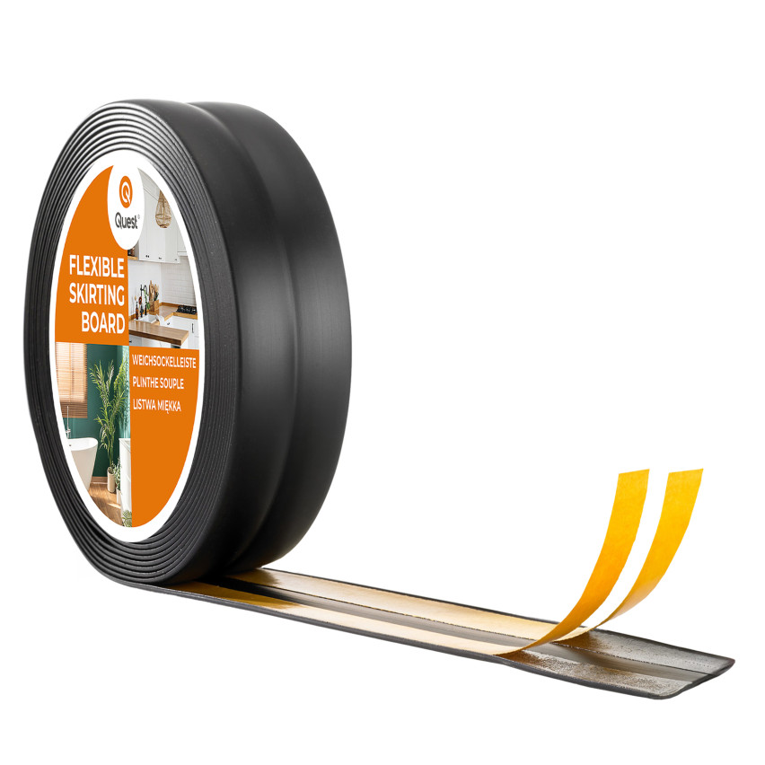 Zachte zelfklevende afwerkstrip PVC, zwart, afwerkingsstrip