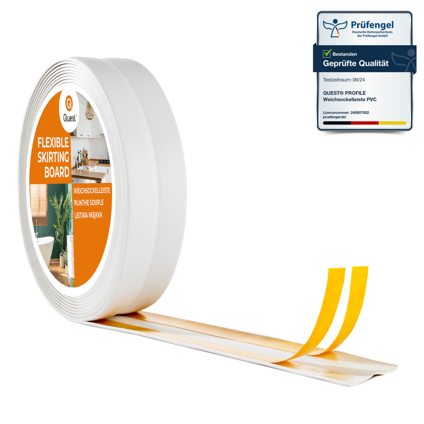 Self-adhesive PVC finishing strip, white