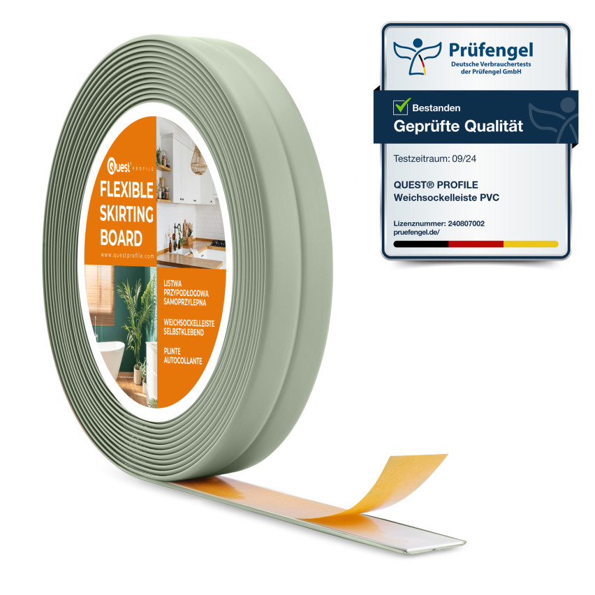 Striscia di montaggio e finitura in PVC autoadesiva su nastro in schiuma 10/10 5m - verde chiaro