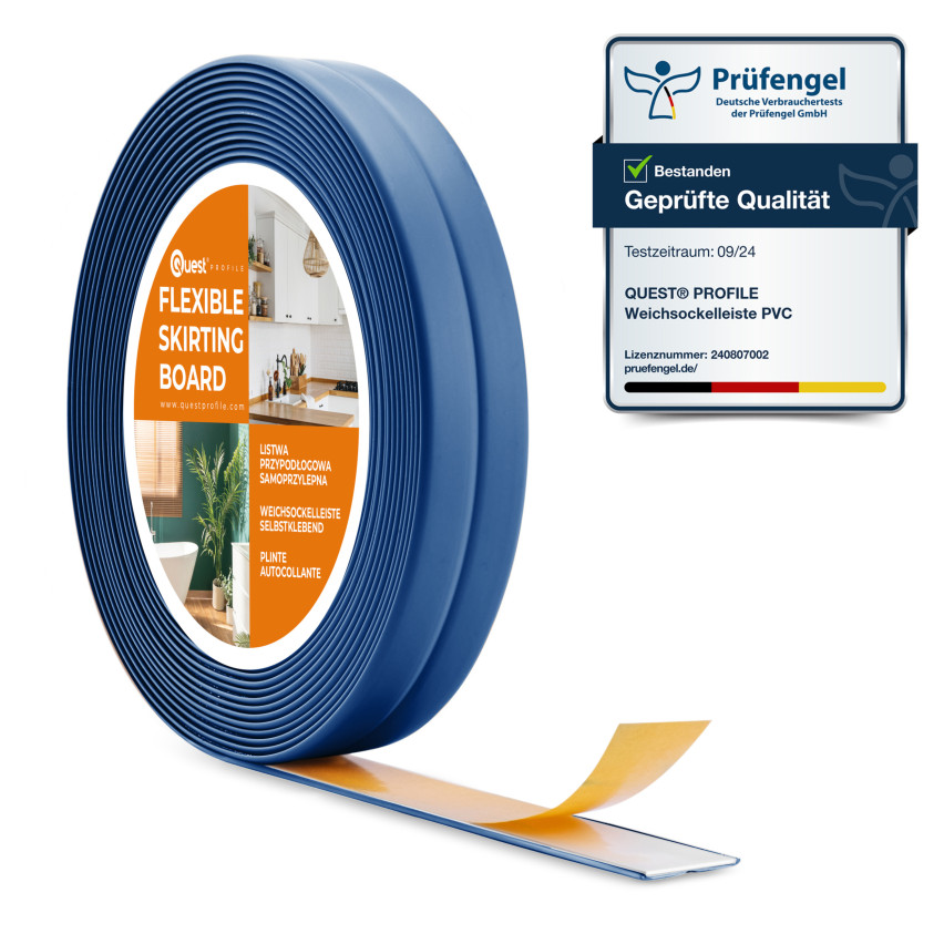 Striscia di montaggio e finitura in PVC autoadesiva su nastro in schiuma 10/10 5m - blu