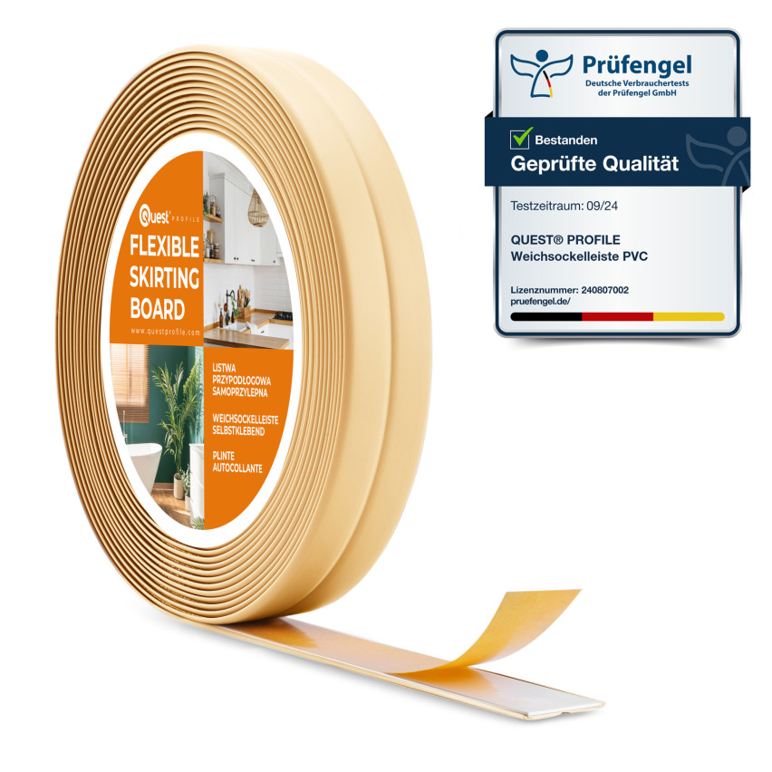 PVC self-adhesive mounting and finishing strip on foam tape 10/10 5m, cream