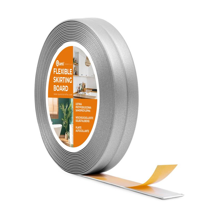 Montážní a dokončovací pásek z PVC na pěnové pásce 10/10, stříbrný 5 m