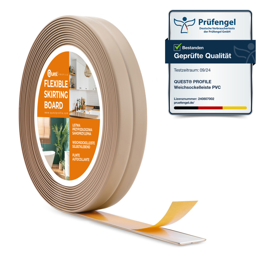 Striscia di montaggio e finitura in PVC autoadesiva su nastro in schiuma 10/10 5m - beige