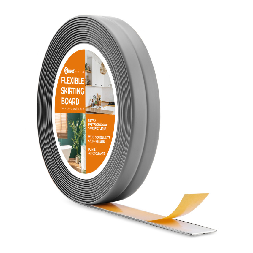 Selvklæbende PVC-montage- og afslutningsliste på skumtape 10/10 5 m - grå