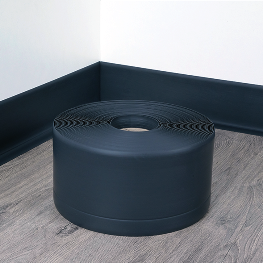 Self-adhesive PVC floor skirting board 100x25mm dark gray