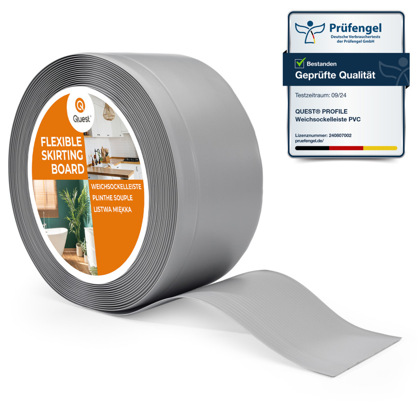 Blød fodliste, fleksibel gulvliste, hjørneliste, PVC 100x25mm, grå