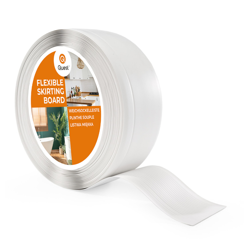 Rodapié PVC, zócalo de PVC 70x20 mm, blanco, rodapiés suaves y flexibles, rodapié decorativo,  zócalo blando