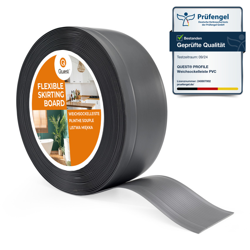 Pehmeät jalkalistat, joustavat lattianjalkalistat, kulmalistat, PVC 70x20mm, tummanharmaa