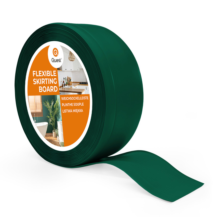 Rodapé macio, moldura de chão flexível, moldura de canto, PVC 70x20mm, verde
