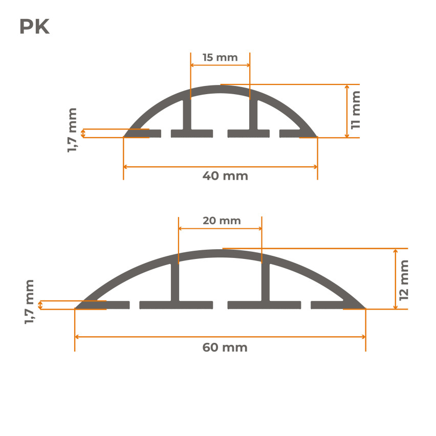 Conductos de cables autoadhesivos de PVC - 200 cm, semicircular, marrón