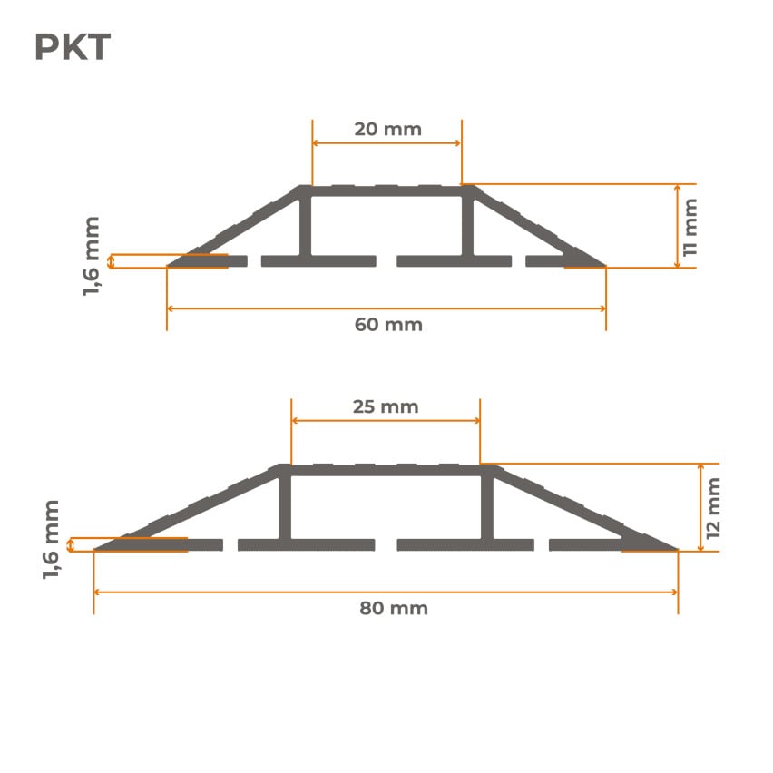 Condutas para cabos em PVC - 200 cm, trapezoidal, bege