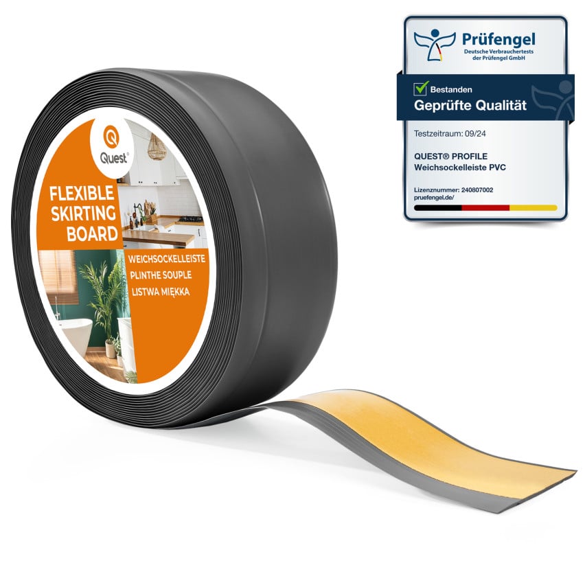 Self-Adhesive PVC Skirting Board, 70x20mm, Dark Gray