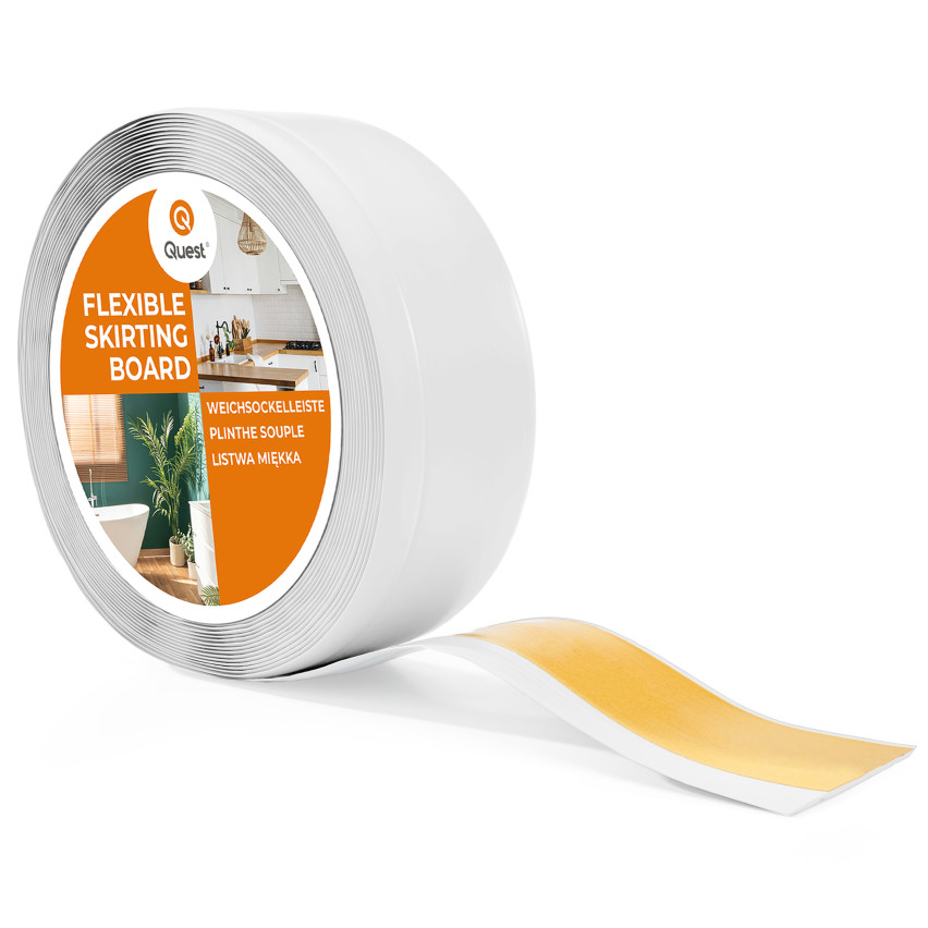 Soft grīdlīstes pašlīmējošas, elastīgas grīdas līstes, stūra līstes, PVC, 70x20mm, baltas krāsas